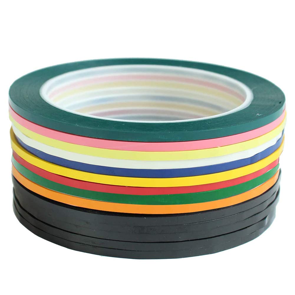 1/4 Pinstripe Whiteboard Dry Erase Tape Line Gridding Marking | 14 Rolls/ 166 Feet White Board Tape Mara Tapes Vinyl Self-Adhesive with a Scissor Multicolored