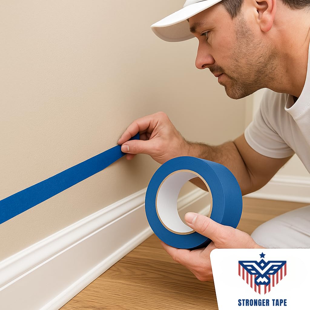 Blue Painter’s Tape 1.5” x 60 Yards – Easy-Release Masking Tape for Painting, Clean Removal, No Residue – Multi-Surface Use on Walls, Trim, Glass & Wood – Professional-Grade Adhesive (4 Rolls) 4