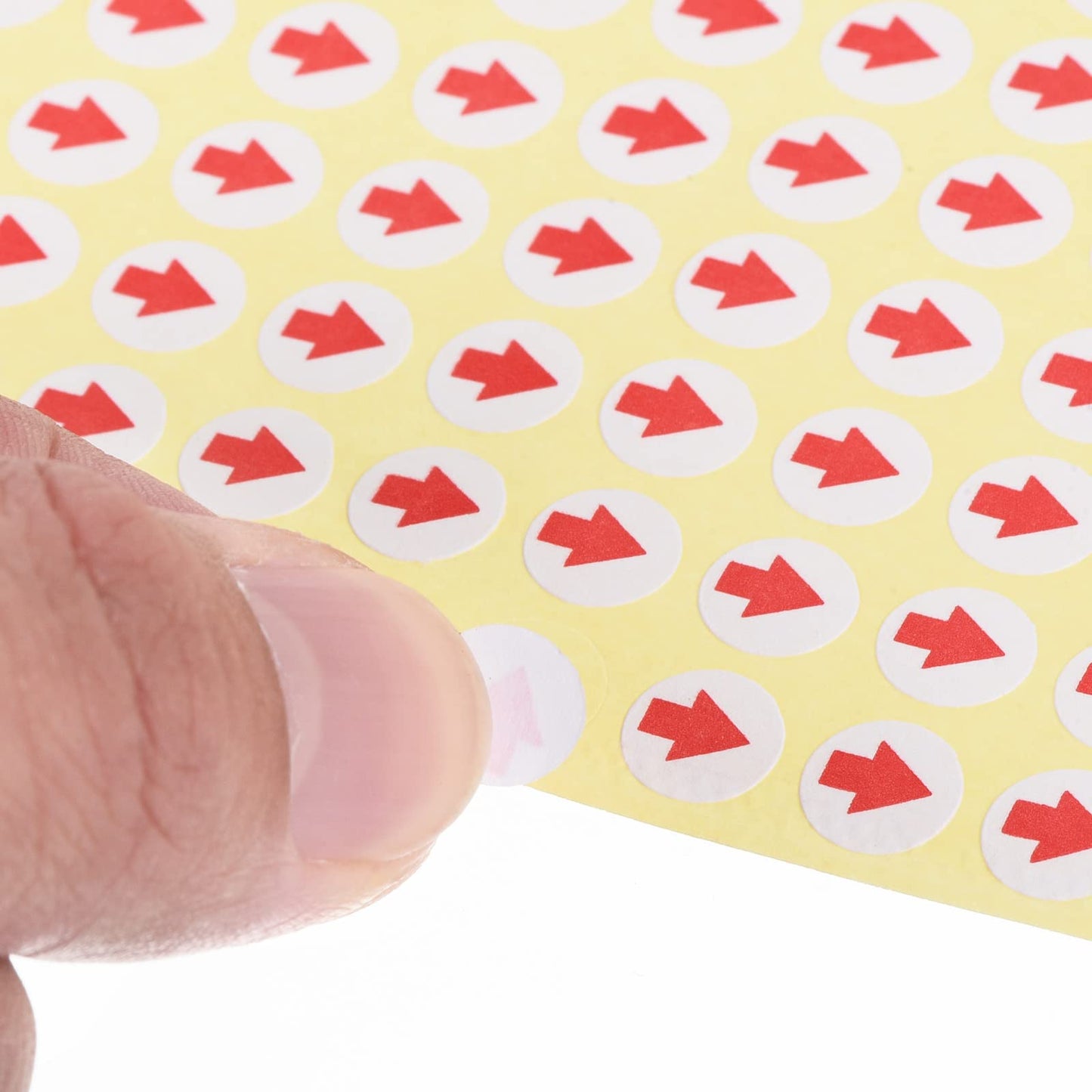 PATIKIL Small Arrow Stickers 0.3" Dia, Self Adhesive Round Product Inspection Defects Indicator Industrial Work, Red 1