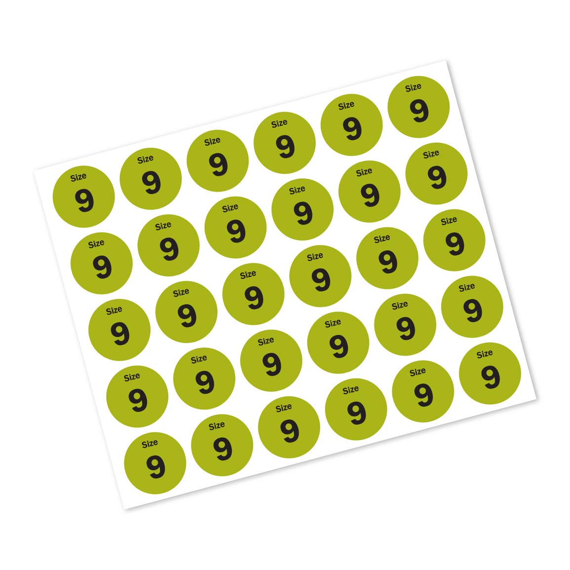 2700 Labels, 0.75 inch, Round - Shoe Size, Shoe Retail Labels, 5 to 13 (No Half-Sizes), Sizing Stickers