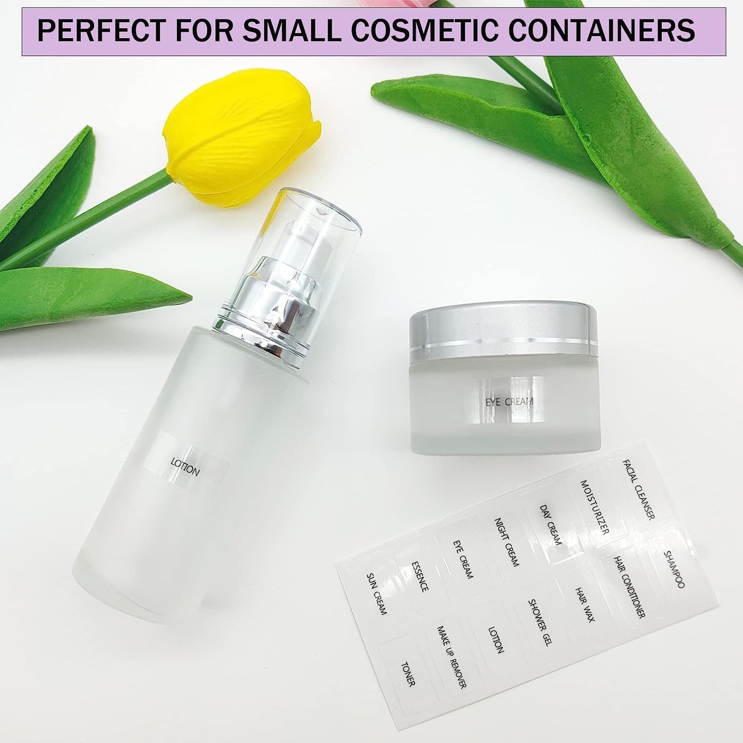 280pcs Waterproof Small Cosmetic Labels - Clear Bathroom Beauty Organization Skincare Travel Toiletries Stickers