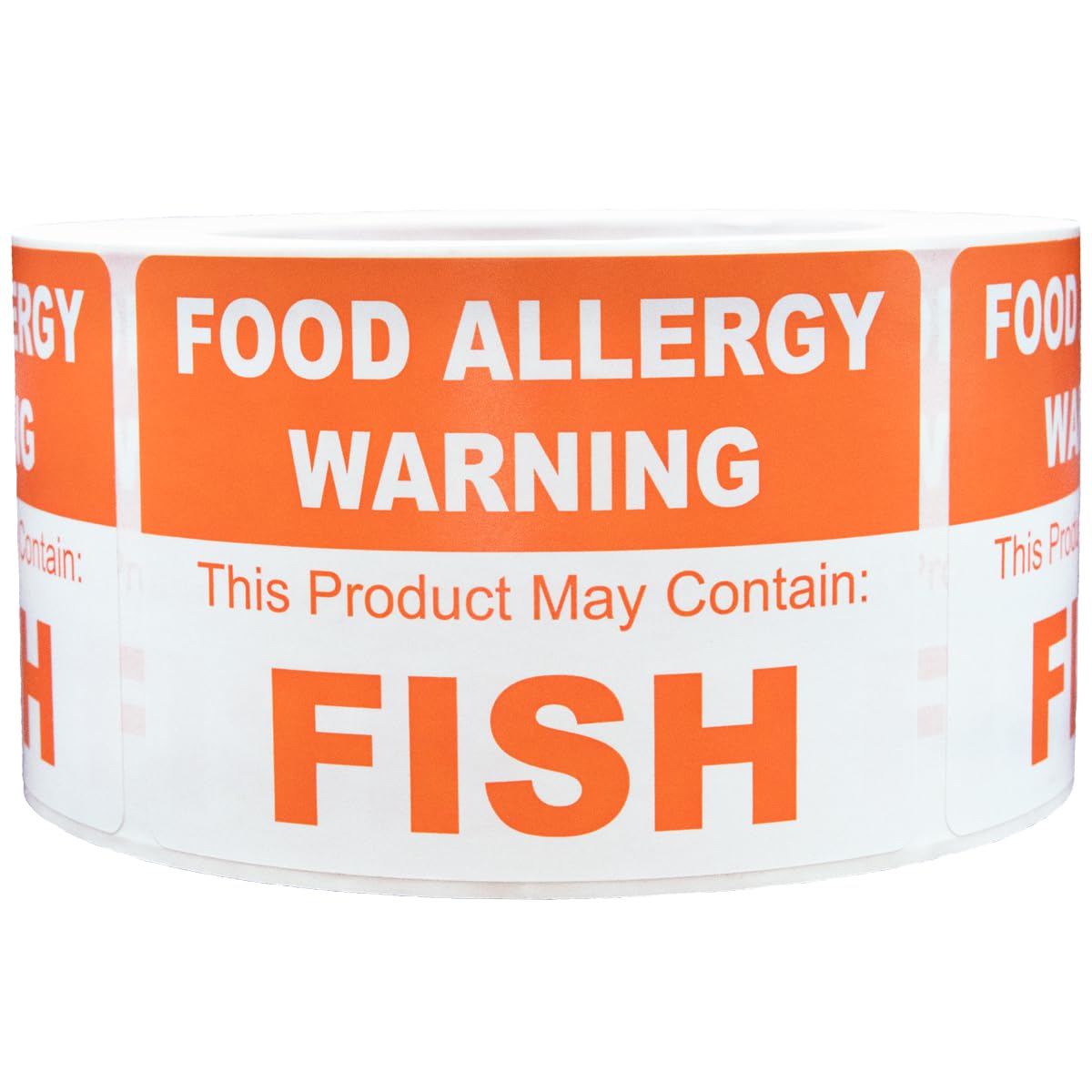 Food Allergy Warning Labels This Product May Contain Fish 2.5 x 3.5 Inch Rectangle 500 Adhesive Stickers