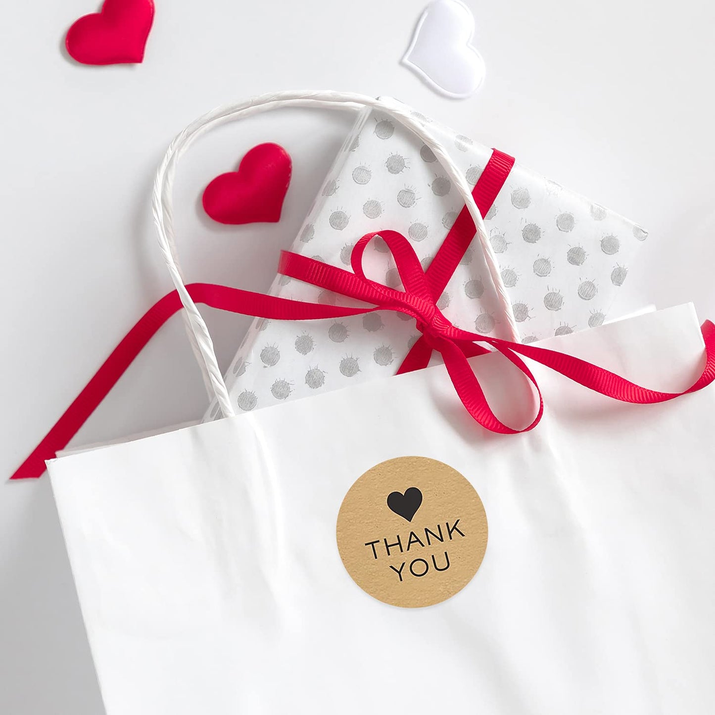 1.5" Small Round Kraft Thank You Stickers / 1,000 Gratitude Label Roll/Wedding Event Small Business Thank You Envelope Seal/Made in The USA 1.5” Heart