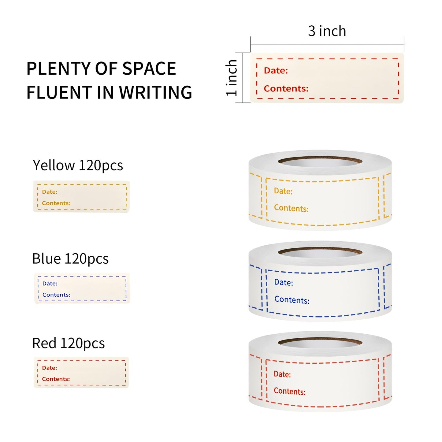 360Pcs Removable Freezer Labels, 1x3 inch Food Storage Stickers, Waterproof, Oil Resistant, Easy to Clean and Write Food Labels, Suitable for Kitchen, Restaurants, Markets, Office
