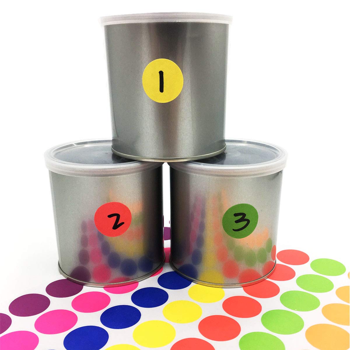 Pack of 1827 1-inch Round Color Coding Labels Circle Dot Stickers,7 Bright Neon Colors,Print or Write 8.5" x 11" Sheet(29 Sheet)