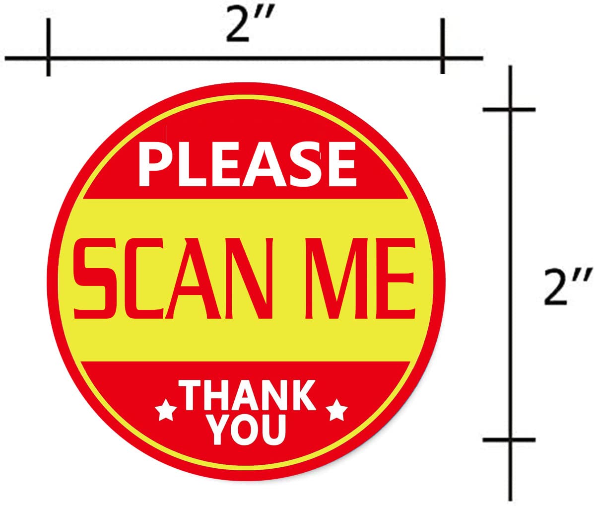 Please Scan Me Thank You Stickers Labels, 2 Inch Round Yellow and Red Warning Shipping Mailing Labels Thank You Stickers(500Pcs)