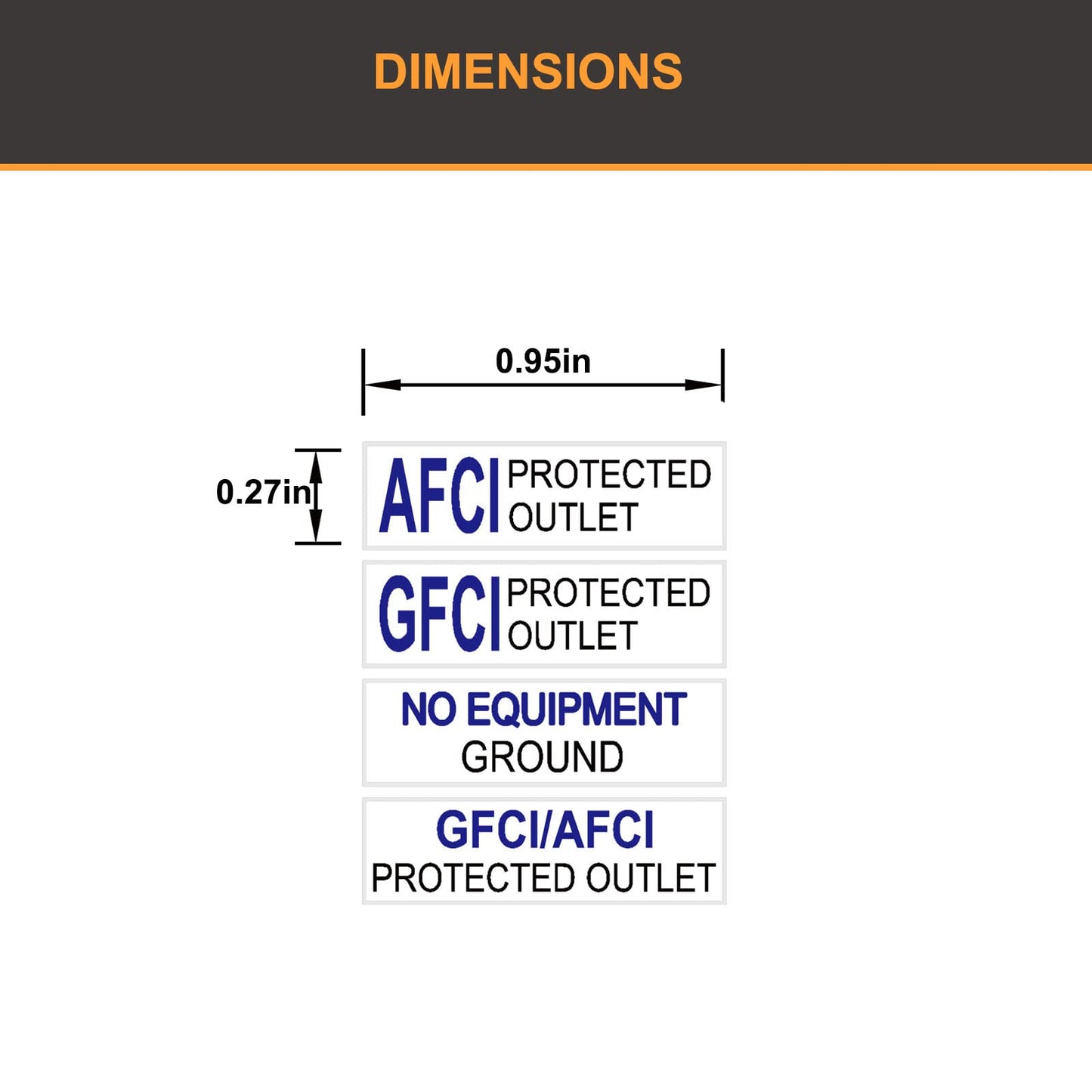 GFCI AFCI Protected Outlet Receptacle Plates Label Sticker Decal No Equipment Ground Blue Print On Clear remarking (96pcs 0.27" x 0.95")
