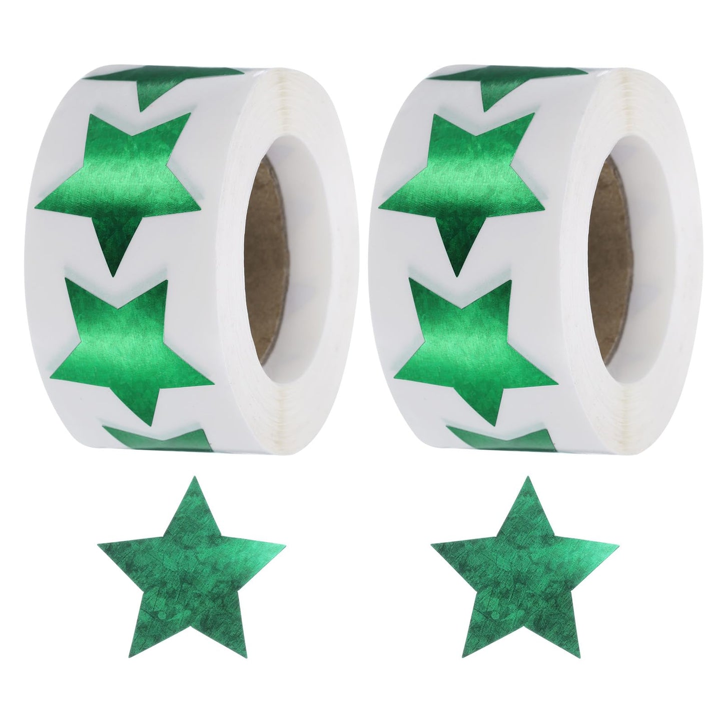 uxcell 1000Pcs Glitters Star-Shaped Stickers 1 Inch Holographic Sparkle Self-Adhesive Coding Label Waterproof Shiny for Shop Home Classroom Marking, Green(C-86-25)