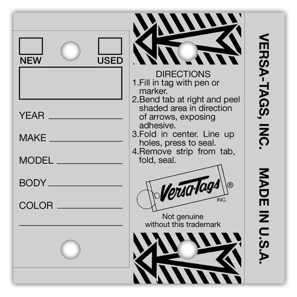 Donkey Auto Products Genuine Versa-Tag Key Tags, Self-Protecting (2 Box Bundle) (250 per Box with Metal Rings - 500 Total) (2 Boxes of Gray) 2 Boxes of Gray