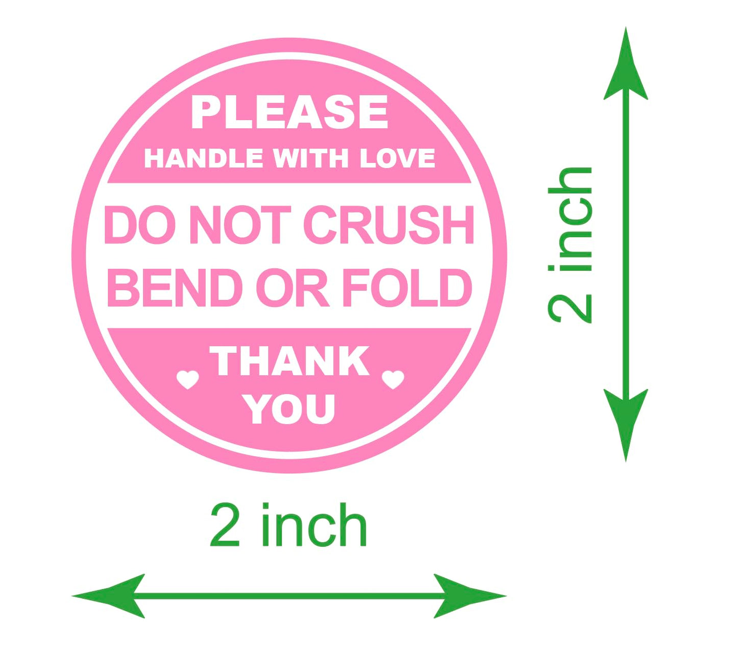 2 inch 300 PCS Pink Round Do Not Crush Bend or Fold Handle with Love Labels Stickers Shipping Mailing Cartons Envelops Adhesive Labels-Poskornwel
