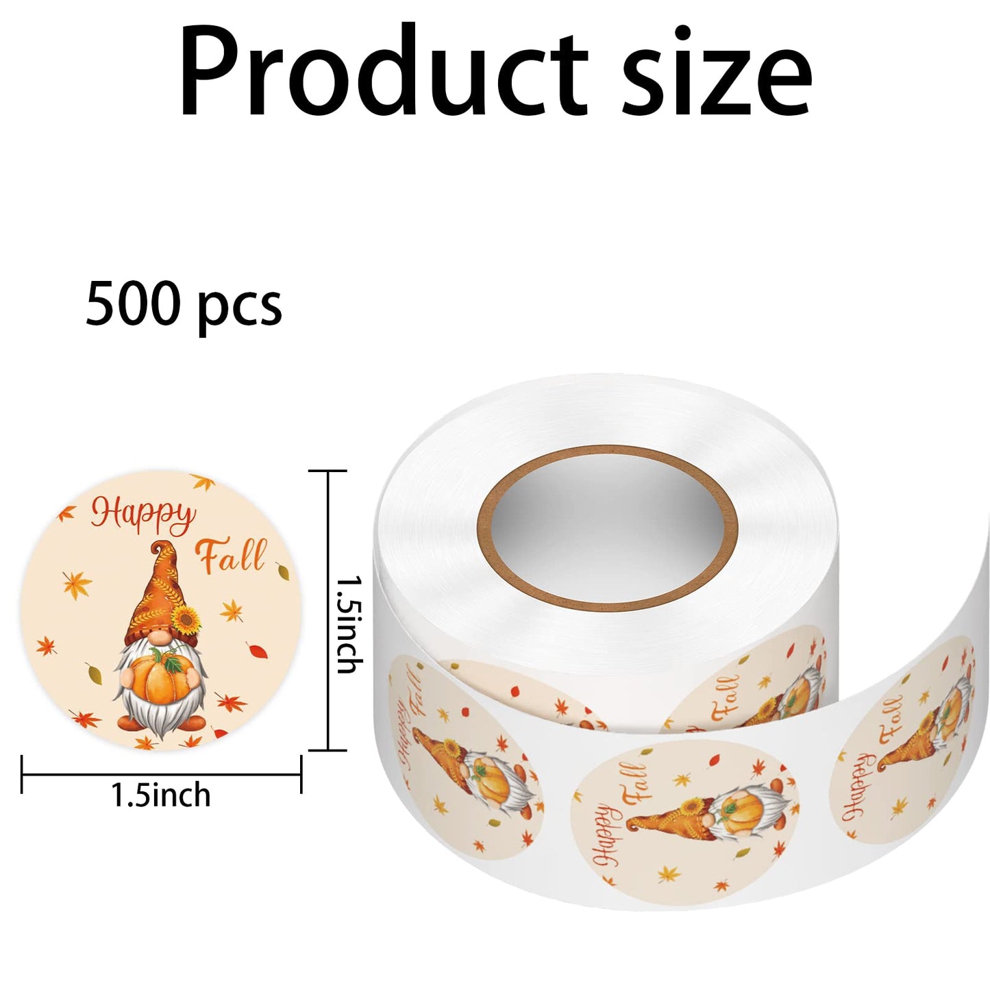 Heyfibro 500 PCS 1.5 Inch Happy Fall Y'all Stickers Roll for Adults, Gift Packing, Cards, Candy Bags, Envelopes, Party Supplies(Gnomes) Gnomes