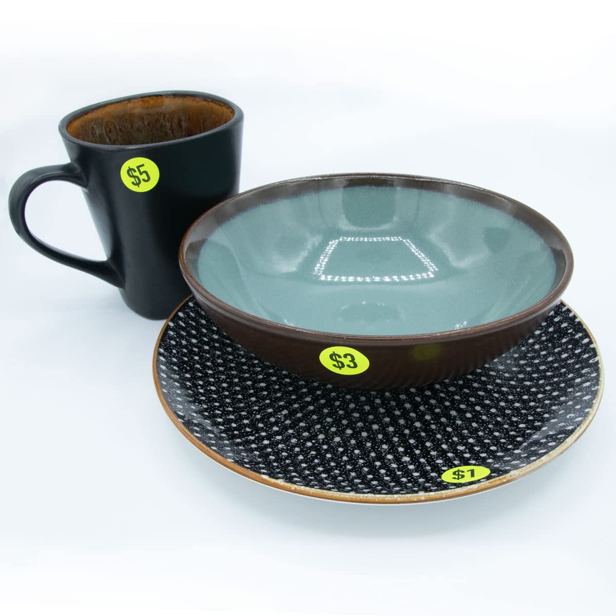 InStockLabels.com $3 Price Stickers Fluorescent Yellow .75 Inch Round Circle Dots 500 Total Adhesive Stickers