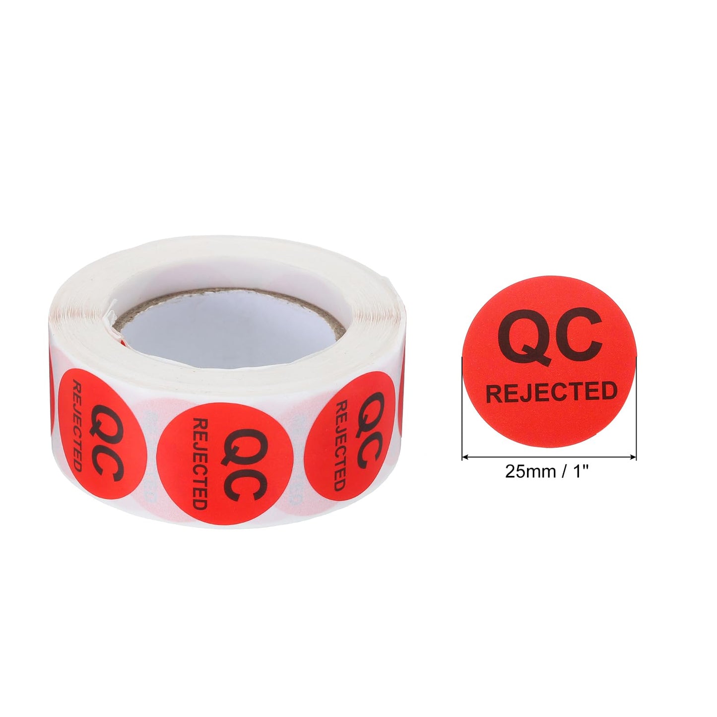MECCANIXITY Inventory QC Rejected Stickers Labels 25mm/1" Red for Inventory Warehouse Stock, 1 Roll 500 Piece