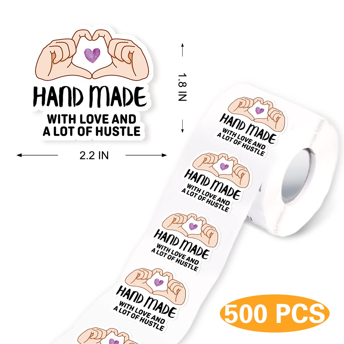muminglong Cute Hand Made with Love and A Lot of Hustle Small Business Stickers,Handmade Stickers,Thank You Sticker,Small Shop Sticker,Package Stickers for Small Business, 500 PCS