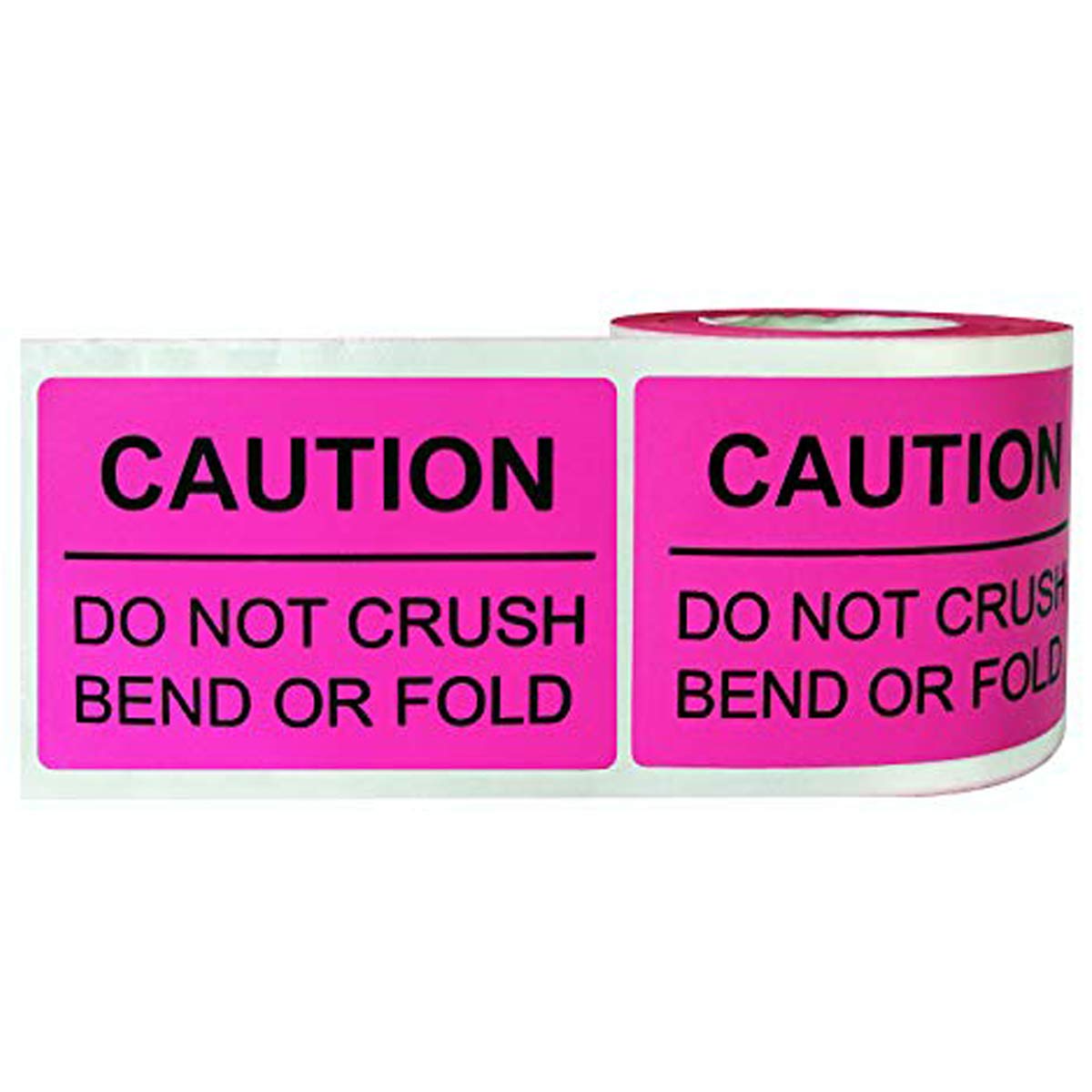2 inch ×3 inch DO NOT Crush Bend OR FOLD Warning Shipping Stickers Self Adhesive Caution Labels (Magenta, 250 Stickers/Roll)