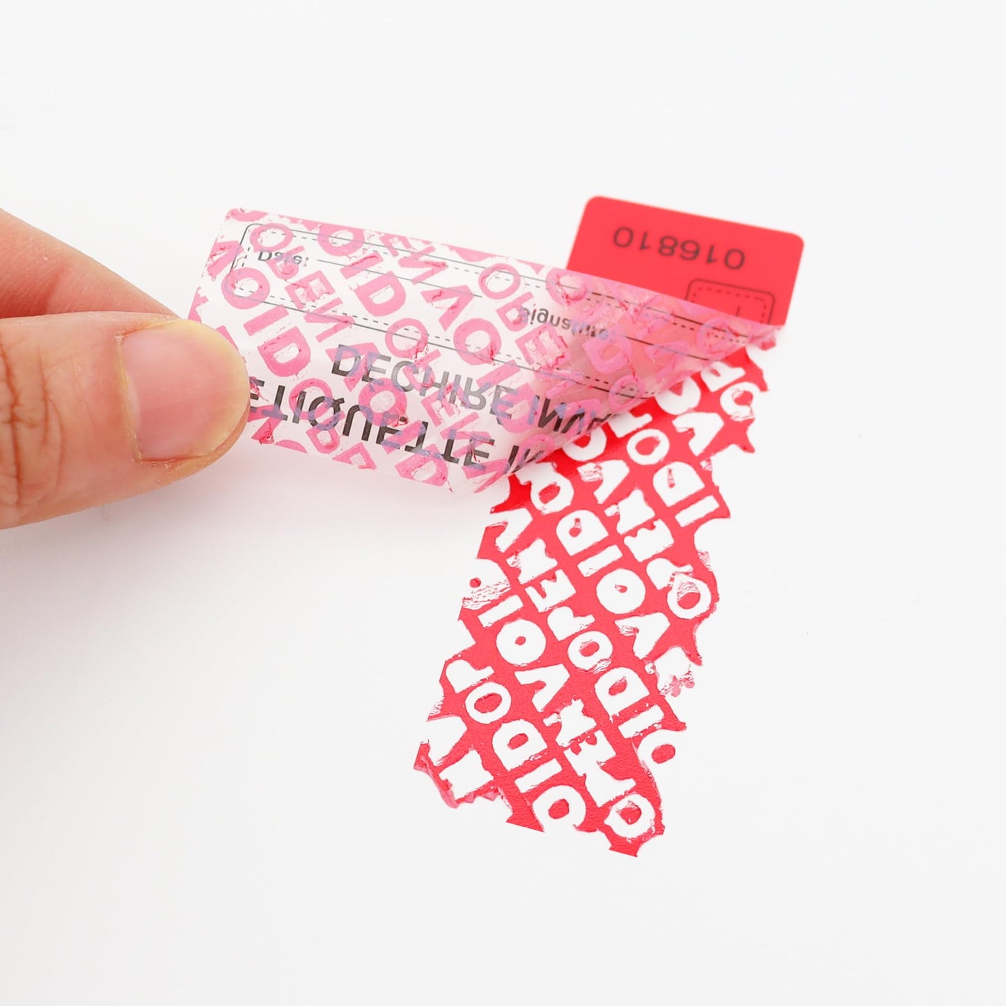 100Pcs Tamper Evident Security Stickers 1x3 inch French Red Complete Transfer Tamper Proof Labels Safety Torn up Invalid Seals Tape (Red)