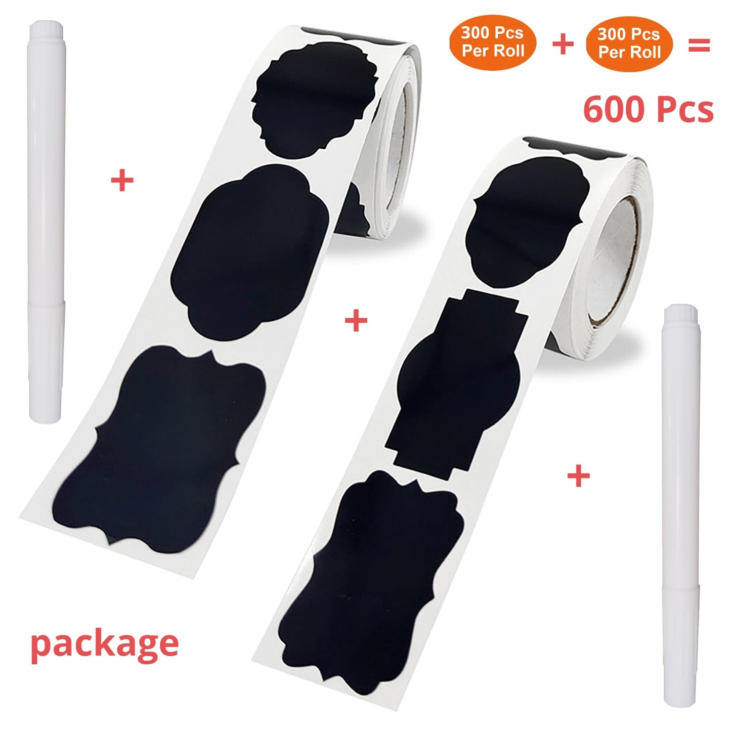 Assorted Black Chalkboard Labels, 60x40mm, for Storage Bins, Containers, and Pantry Organization (Chalkboard Labels 600Pcs 3X5cm Black) Chalkboard Labels 600Pcs 3X5cm Black