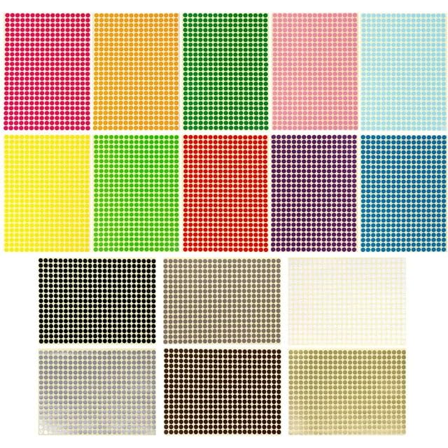 5940Pcs 1/4 inch Small Colored Dot Stickers Circle Label Sticker, 0.25" Round Colored Dot Stickers Labels, 15 Color Coding Labels and Stickers