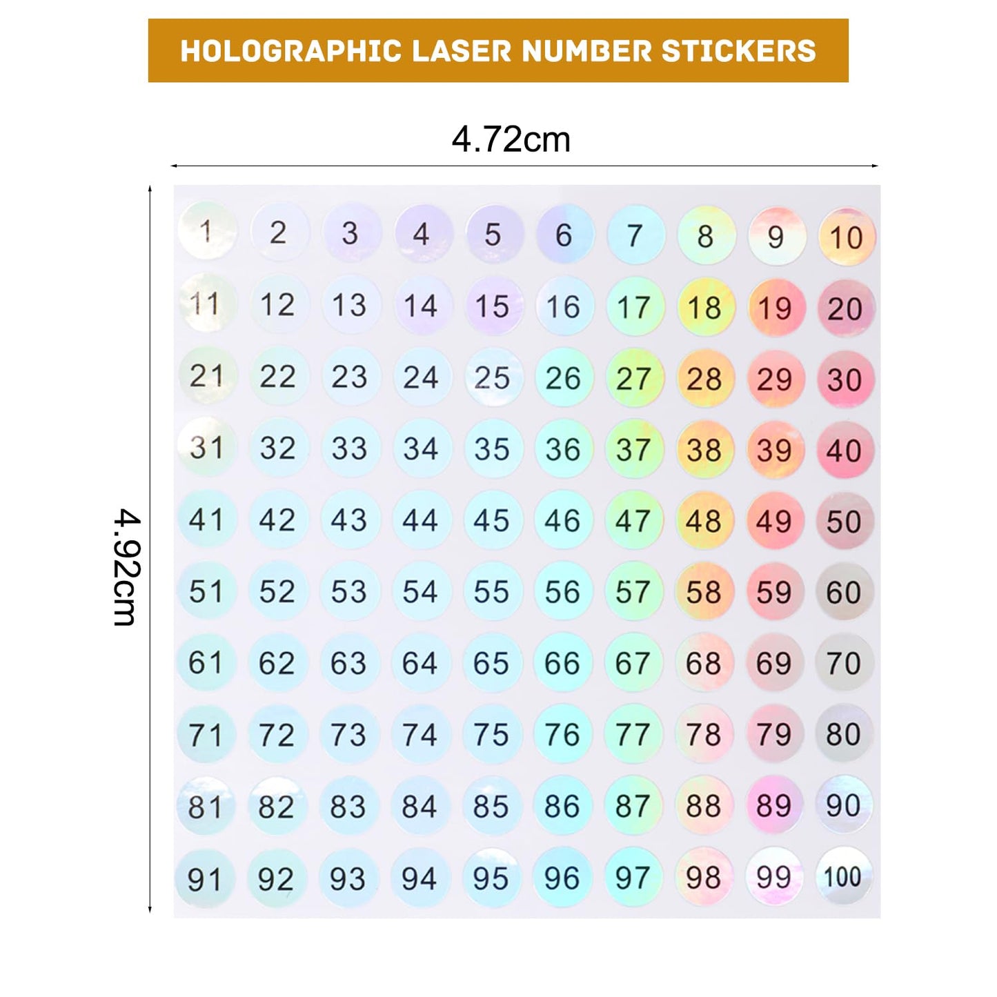 Small Round Number Stickers - 1-100, 5 Sheets Self-Adhesive Labels for Office, Home, Kitchen, Classroom