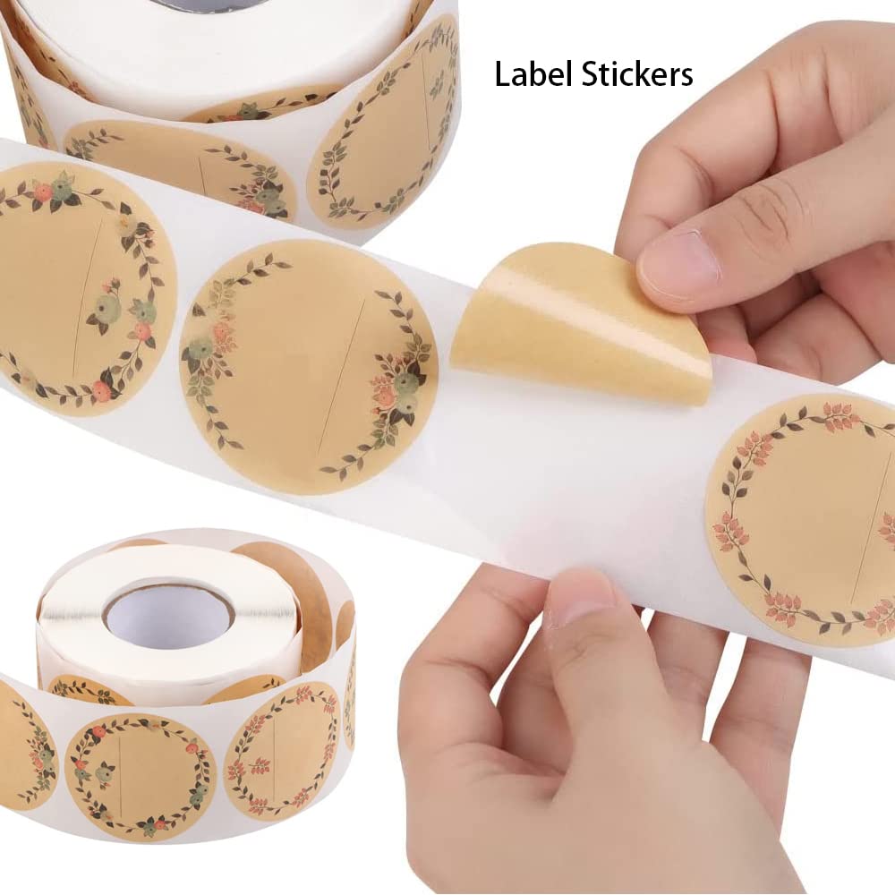 500 Pcs Sticker Labels Round Kraft Stickers 5cm Brown Jam Stickers Jar Labels for Wedding Packages Gift Bags Store Owners Crafts Jar Mason Jars and Food Jars