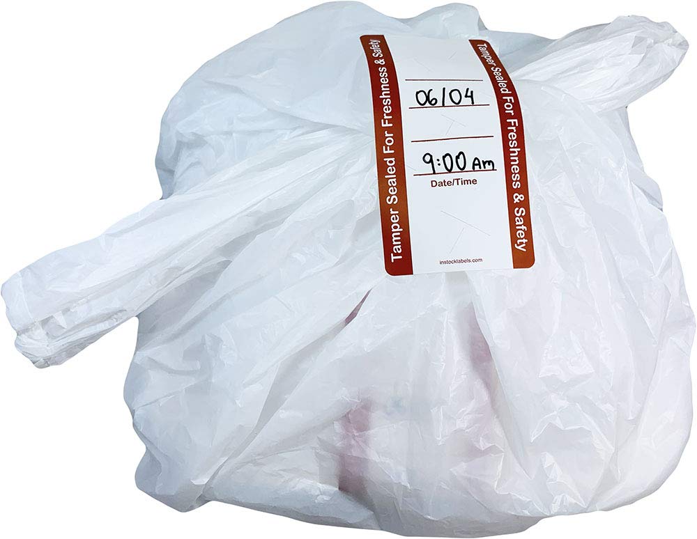500 White Tamper Evident Food Seal Stickers with Date and Time, Labels for Food Containers, 2 x 4 Inches, Writable Tamper Proof Stickers, Tamper Evident Tape - Ideal for Secure Food Delivery 500