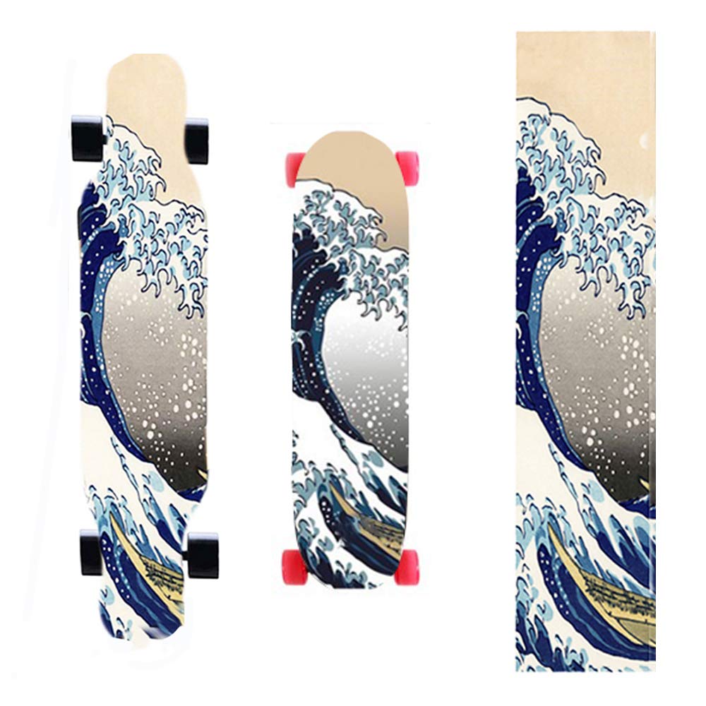 47"X10" Sport Outdoor Electric Skateboard Longboard Dancing Board Old School Board Waterproof Griptape Sheet Sticker Deck Sandpaper Sea wave