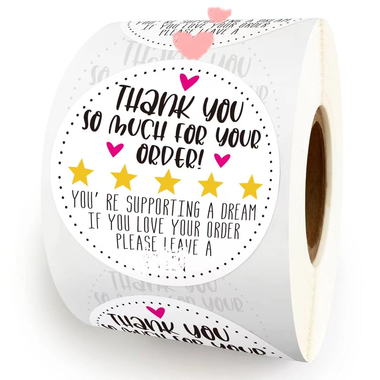 Thank You for Your Order Stickers Roll, Star Review Stickers, Handmade stickers Roll, Please Leave a Review Stickers, Happy Mail Stickers - 500pcs, Round White Round Order Review