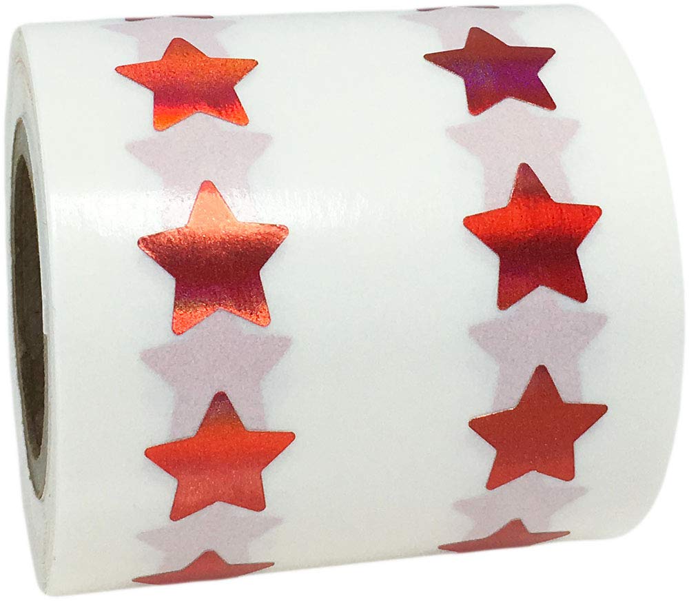 Red Metallic Star Shape Stickers Teacher Supplies 0.50 Inch 1,000 Adhesive Labels