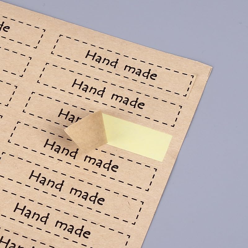 10 Sheets Hand Made Sealing Stickers Adhesive Kraft Paper Label Sticker Hand Made Envelopes Stickers Baking Labels Stickers for Cake Boxes DIY Craft Arts Handmade Baking, 2.75 x 0.59 Inch