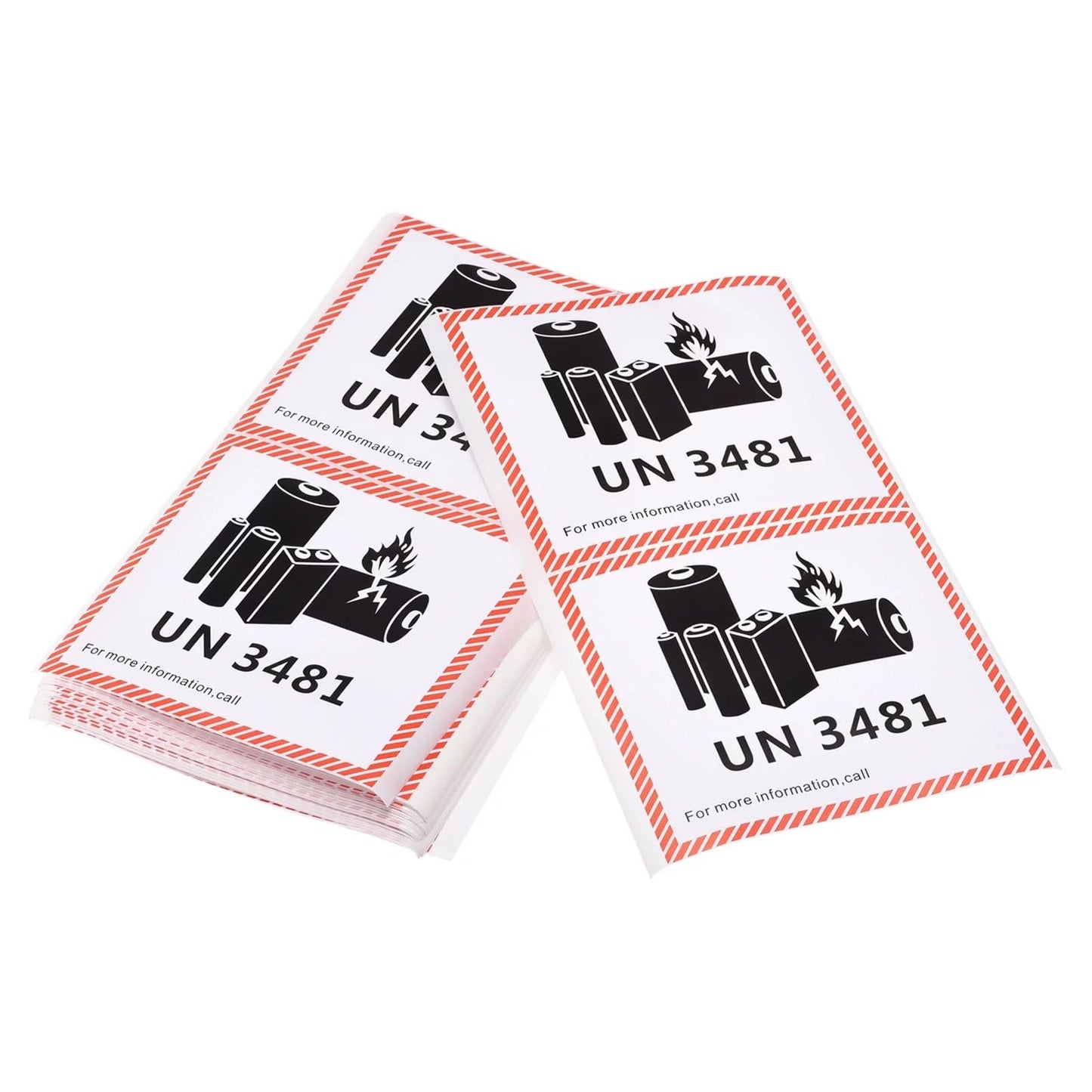 Lithium Battery Labels UN 3481 Warning Labels Pack of 50 Adhesive Stickers