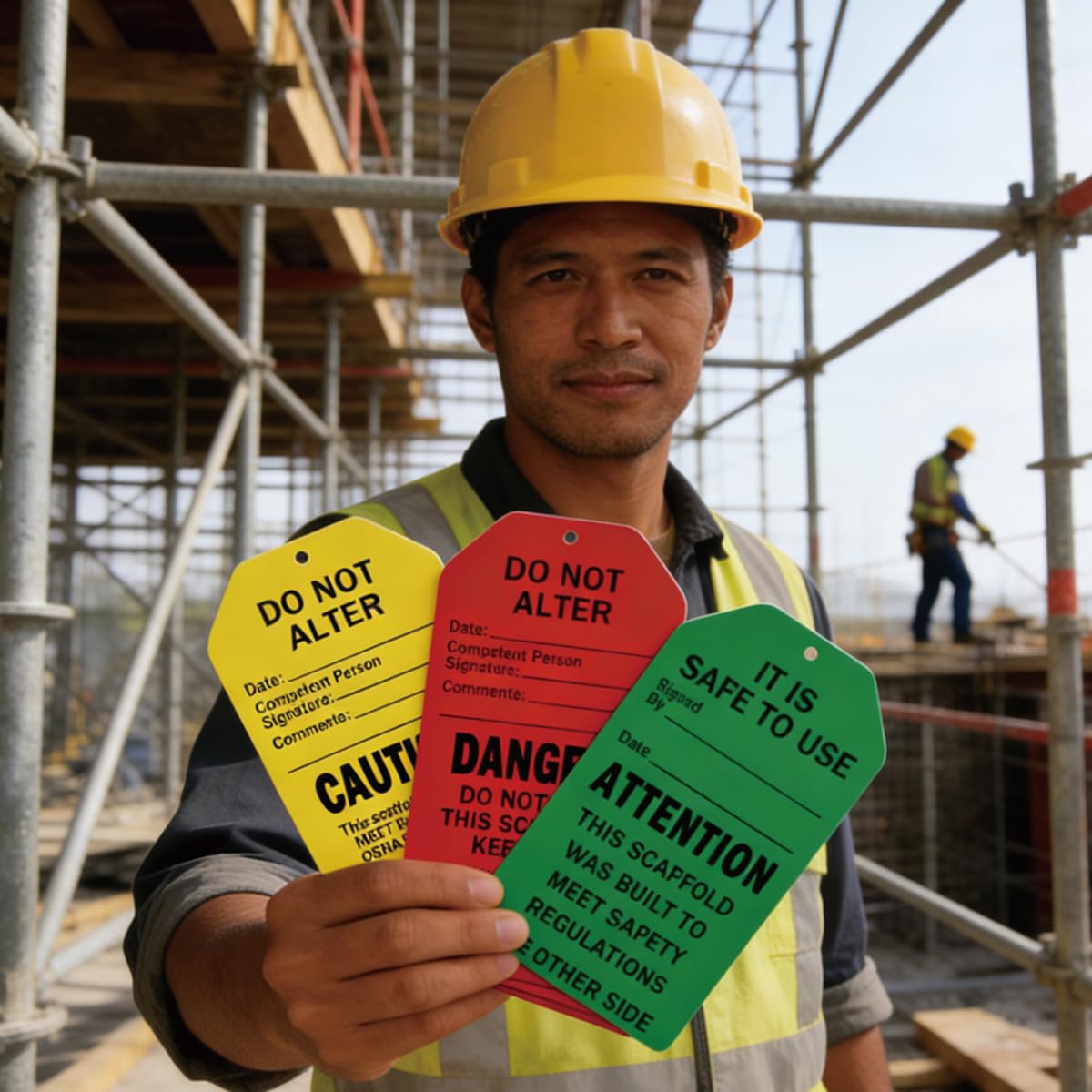25 Set Danger Caution Attention Sign Scaffold Status Tag Do Not Alter OSHA Safety Inspection Warning Sign Tag Card for Out of Service, Equipment Repair