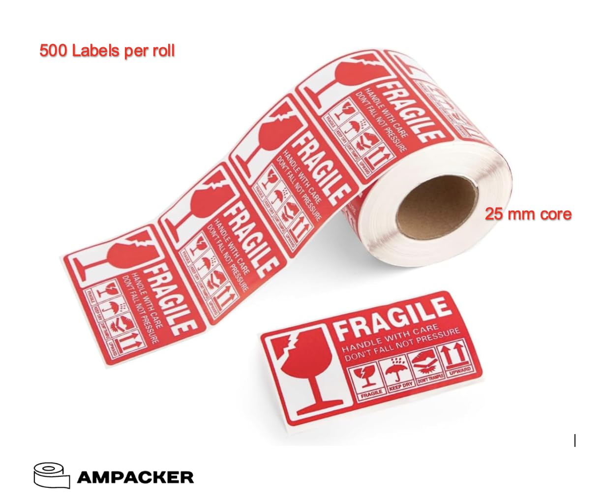 Fragile Label Stickers Handle with Care 3 x 5 Inch 500 Permanent Adhesive Fragile Stickers for Shipping Moving Glass Fragile Labels (1 Roll, 500 Labels)