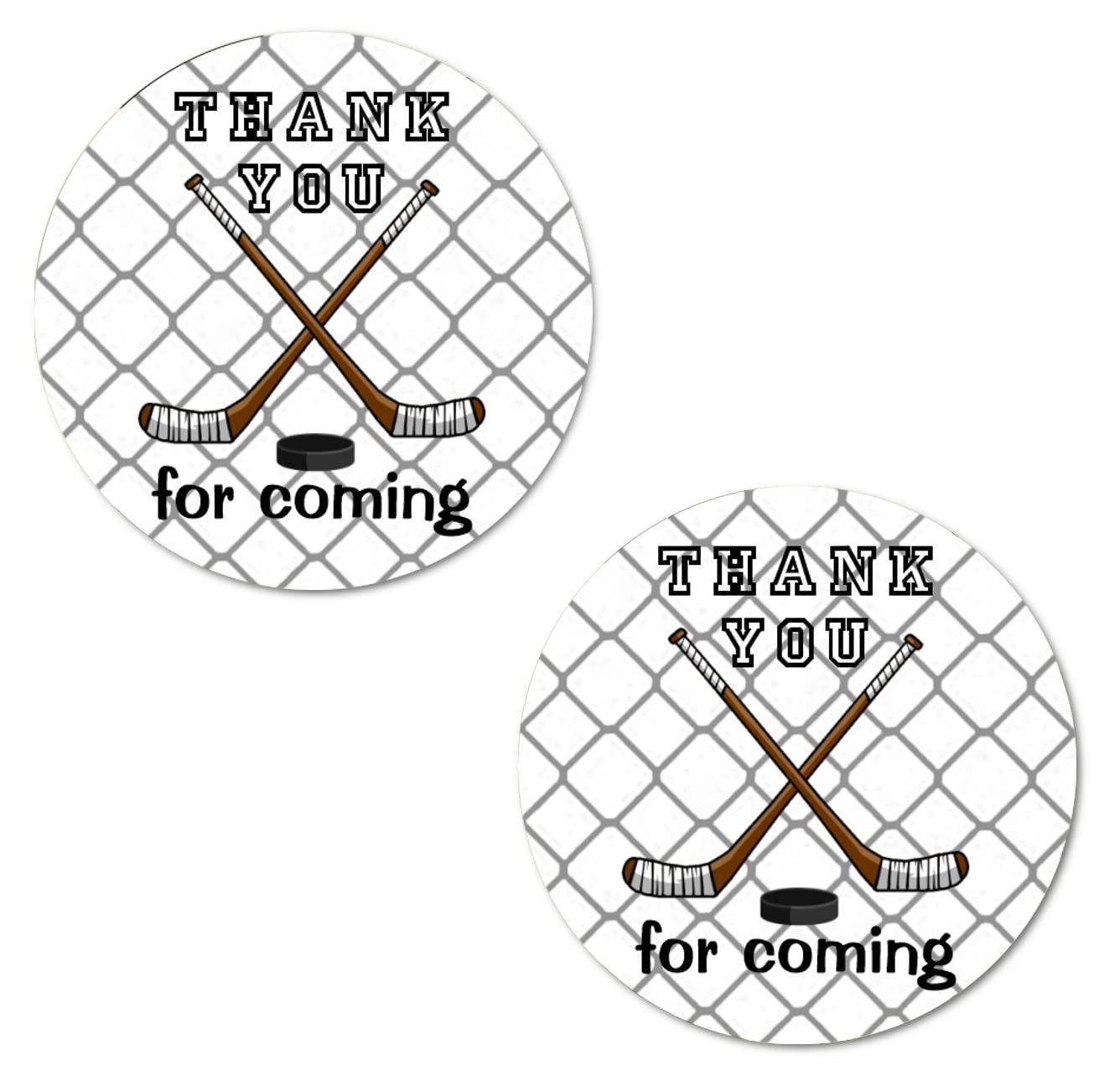 40 Thank You Hockey Labels, 2 Inch Big Round Glossy Stickers, Great Stickers for Birthday Party, Baby Shower, Wedding, Graduation, or Any Family Sports Event Decorations, Made in USA