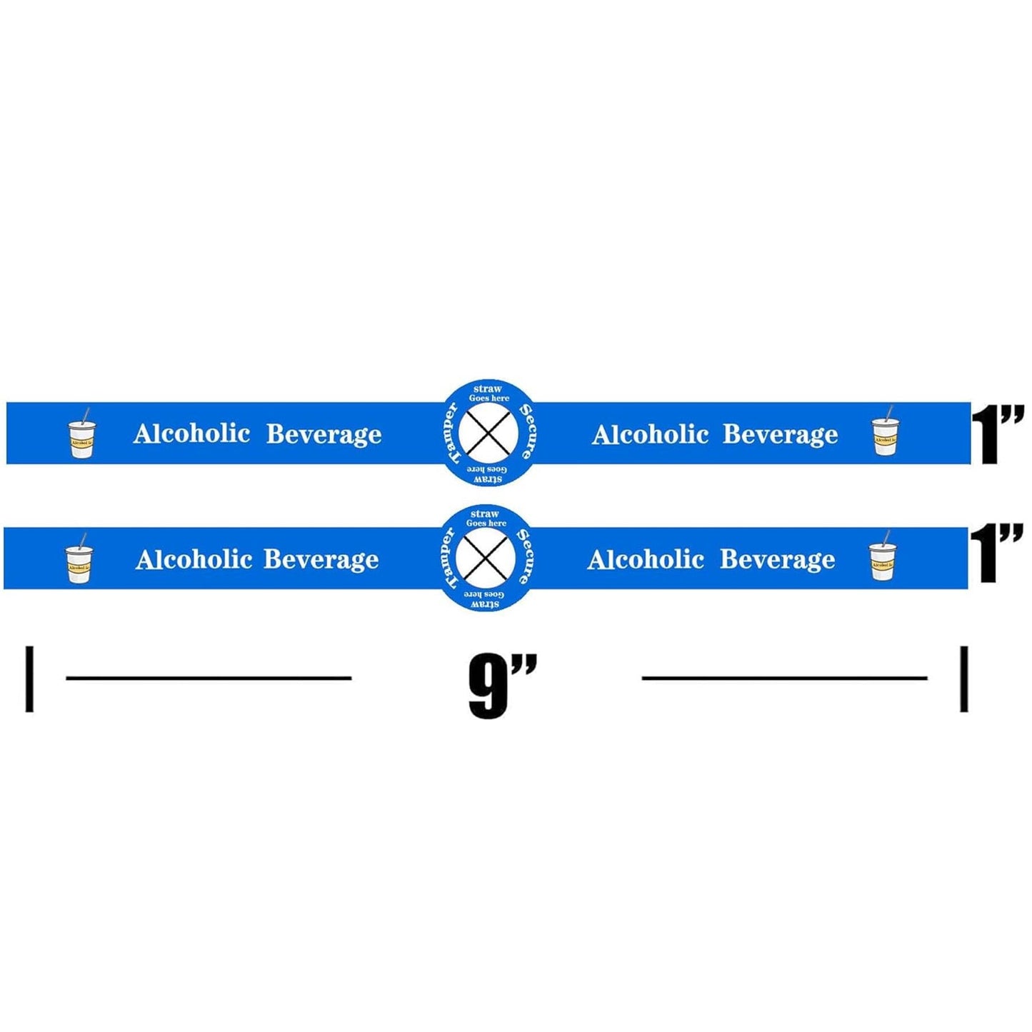 Alcohol to-Go Drink Straw Tamper Proof Stickers 500 pcs Alcoholic Beverage Lid Stickers - 1 x 9 inch Safe Secure Tamper Evident Safety Seals Sticker for Alcohol Cups Drink Lids Seal Freshness Labels