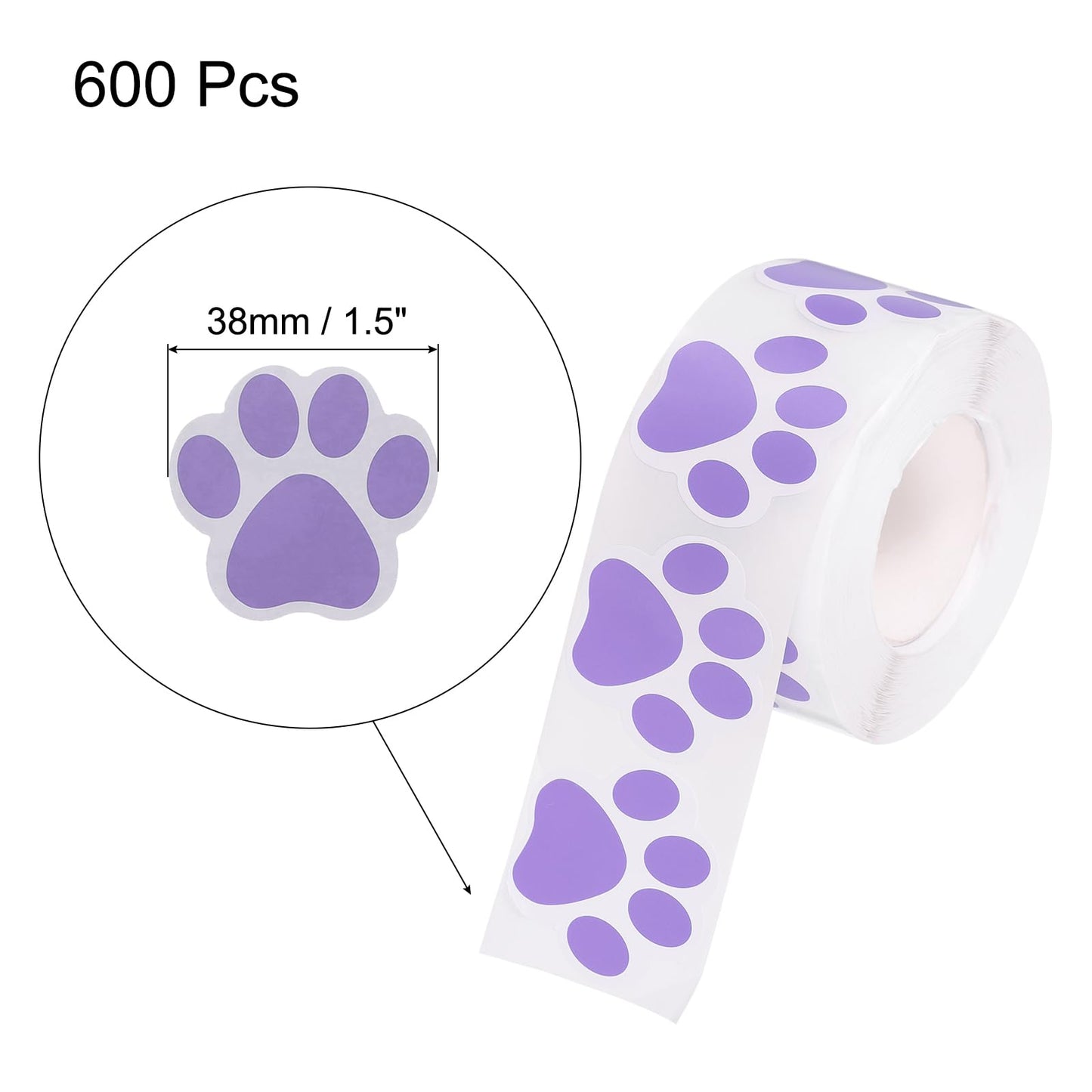 MECCANIXITY Adhesive Label Stickers Purple 600Pcs Paw Prints Stickers 1.5inch Dog Paw Bear Paw Stickers for Children Teacher Fit Crafts Party
