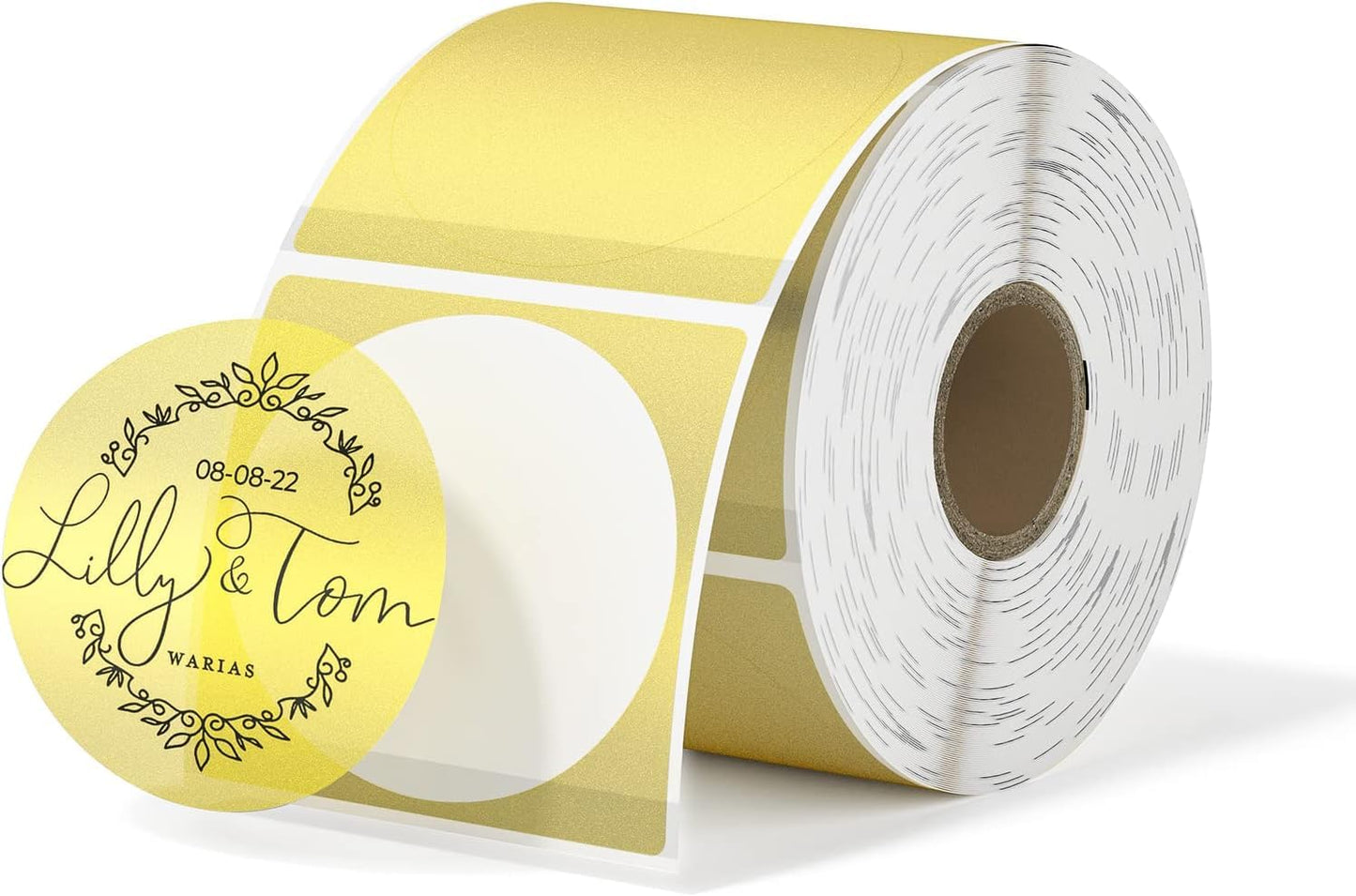 MUNBYN 2 Inch (50.8X 50.8mm) Gold Transparent Thermal Labels, Round Fine Glitter Printable Thermal Stickers for Small Businesses, 500 Labels/1 Roll 2"