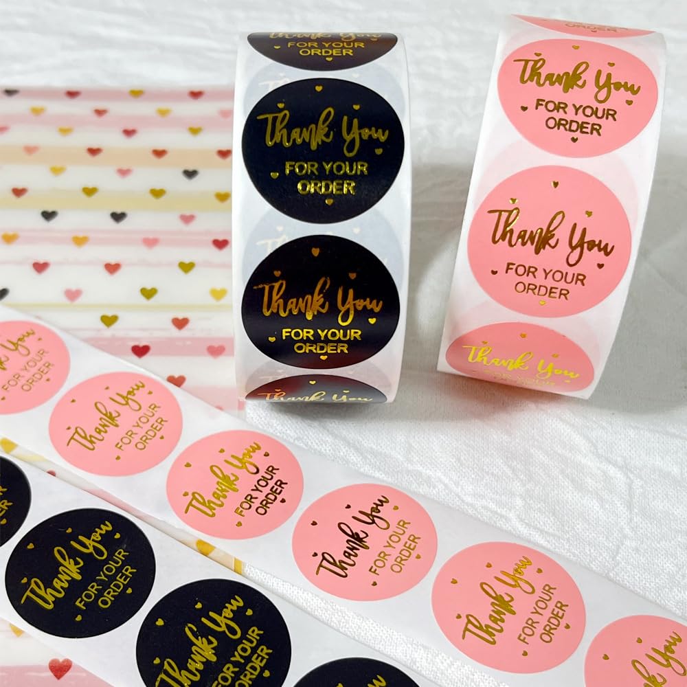 Thank You Stickers Small Business - 500Pcs 1inch Shipping Supplies, Elegant Labels for Supporting My Business Supplies Packing, Business, and Gifts Pink