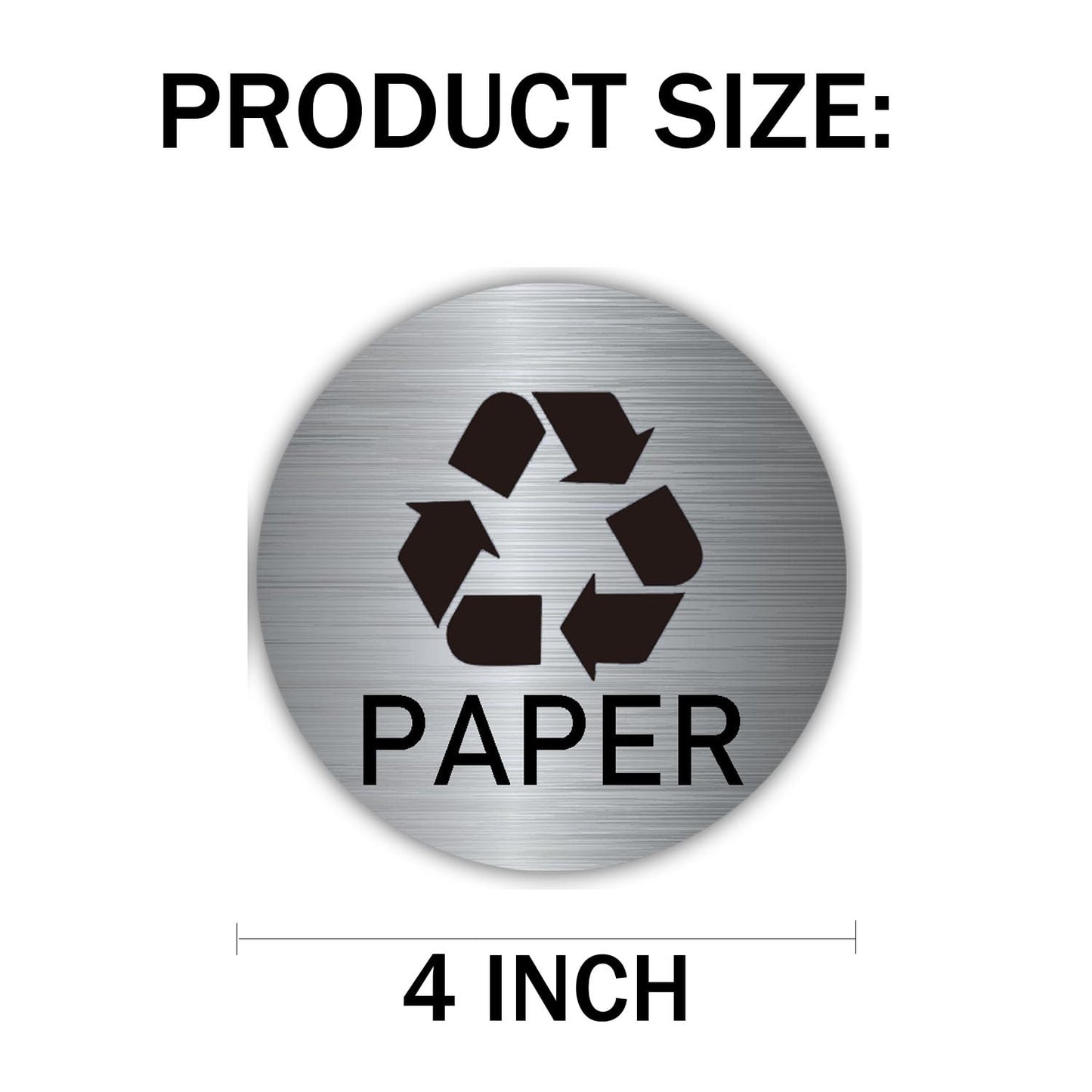 Recycle Stickers for Trash Cans Stainless Steel Style Vinyl Recycling Bin Labels 4 inch Recycling Sticker Sign for Use in Home and Office Indoor/Outdoor Use(12 Pack)