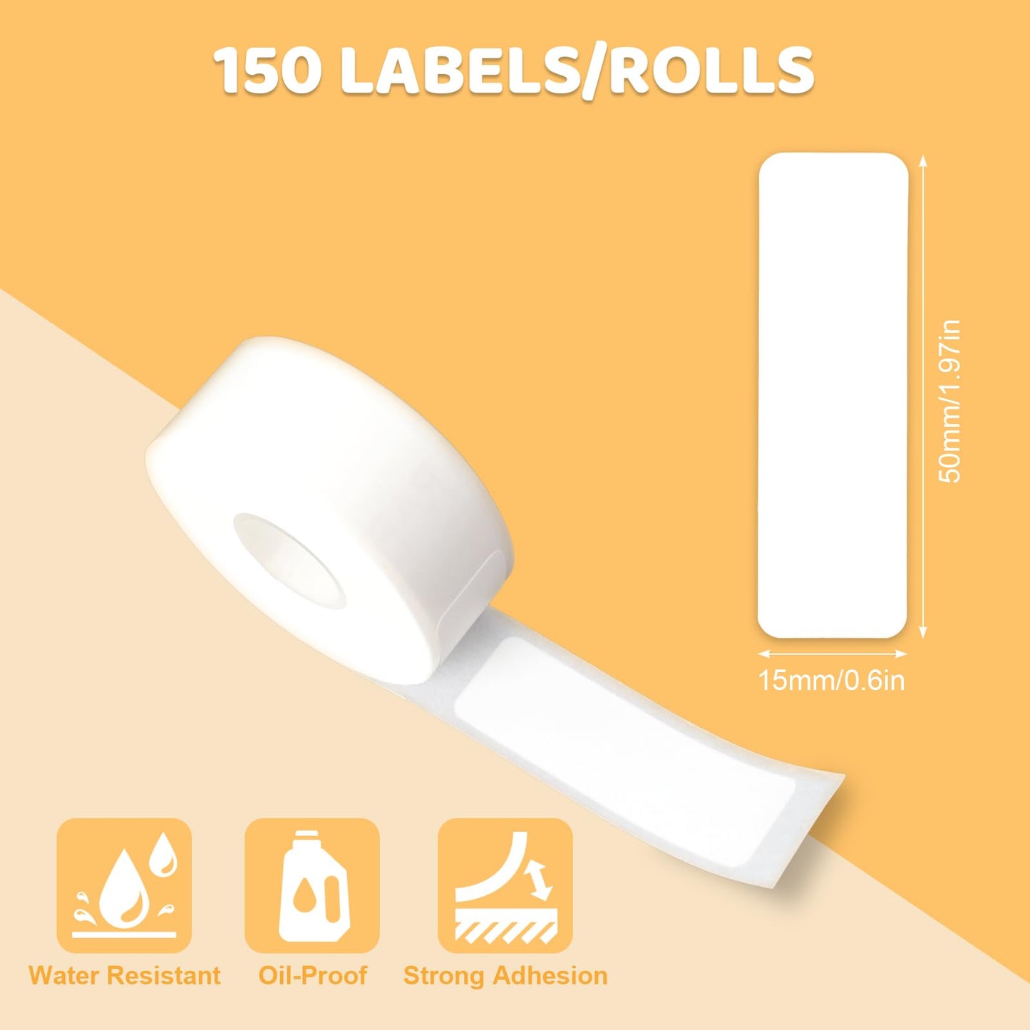 3 Rolls Label Tape Thermal Label Tape Label Print Stickers 15 x 50 mm Waterproof Labels for Q31 Q30S Q30 D11 D30 D30S LI MI Q1 E1 Label Printers 160 Label Per Roll, White 15x50mm