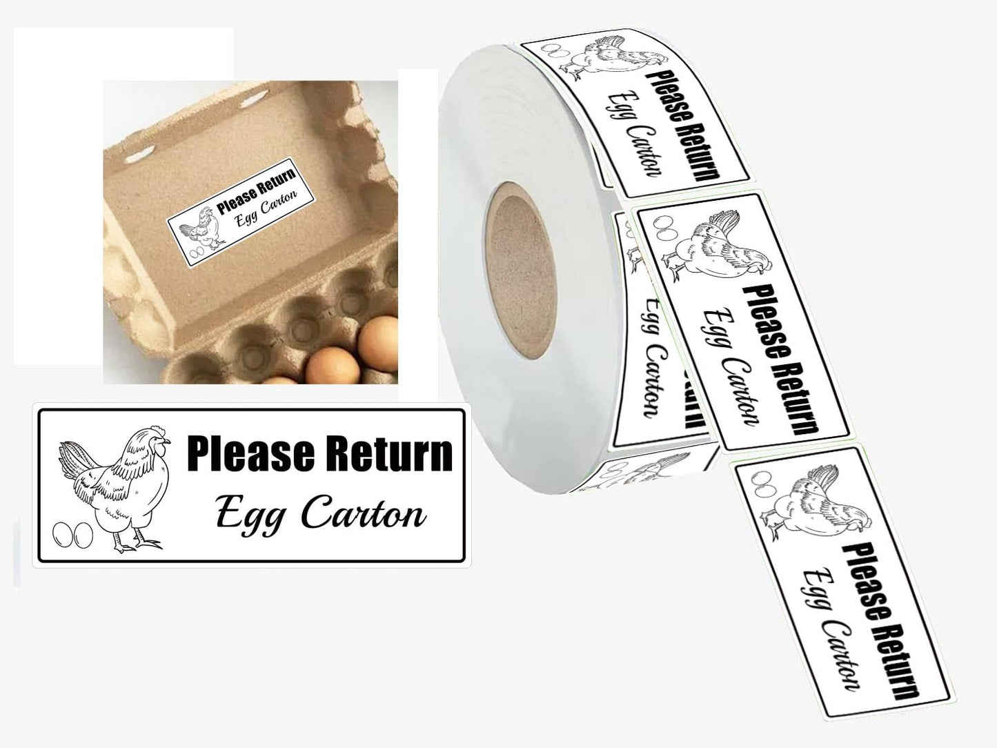 Please Return Egg Carton Tag Tags 1 x 2.625 Inch - Farm Fresh Chicken Eggs Carton Labels Egg Stickers Self Adhesive Egg Packaging Stickers Chicken Egg Cartons Sticker 500 Pcs White