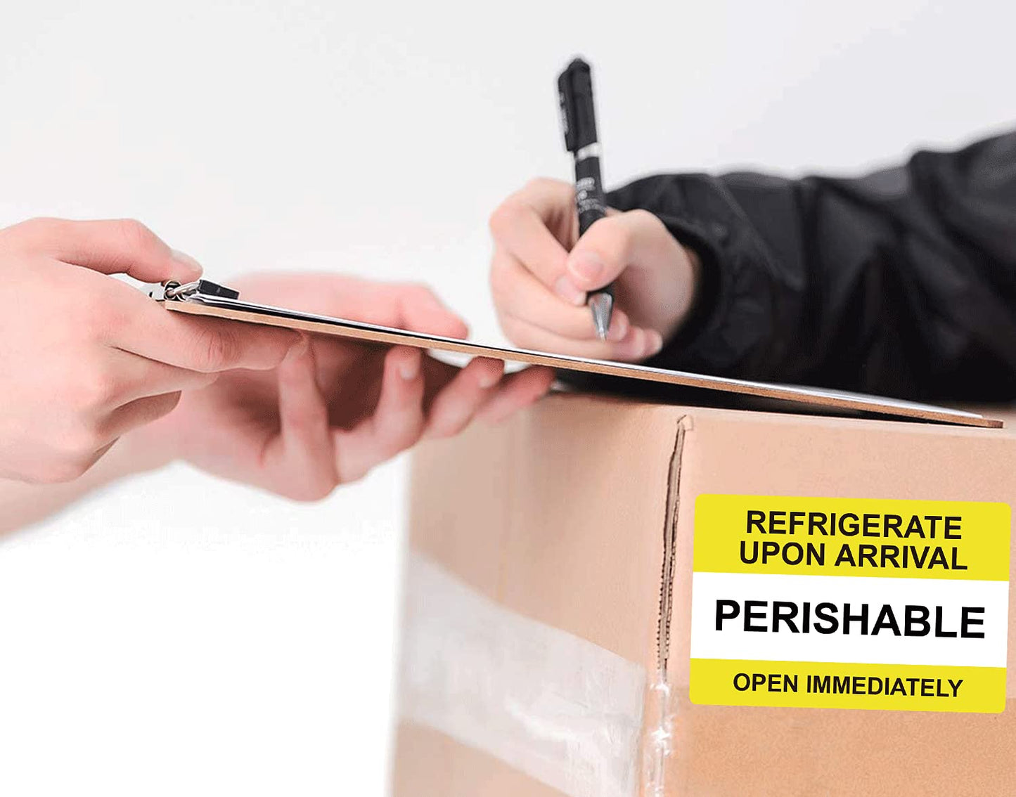 Yellow Self Adhesive Warning Shipping Mailing Labels/Stickers - "PERISHABLE REFRIGERATE Upon Arrival Open Immediately" for Shipping and Packing, 3" Length x 2" Width, Black on Green 250pcs Yellow 2 x 3 inch