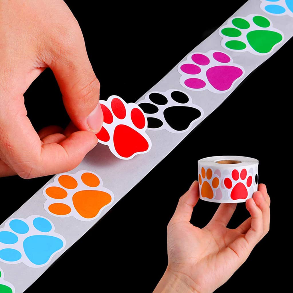 Paw Print Sticker,Dog Puppy Pet Paw Print Self-Adhesive Label Decal Envelope Seal Paster Sticker for Party Decoration(1000pcs,1.5")