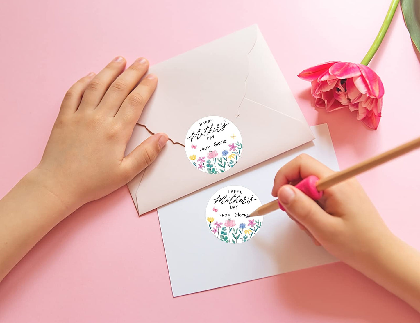D4DREAM 36pcs Personalized Mothers Day Label Stickers 1.5" Happy Mother's Day Gifts Tag Sticker Happy Mother's Day Envelop Seal Stickers for Gift Wrap Envelope Seals Party Favor Present Card Boxes 1-green