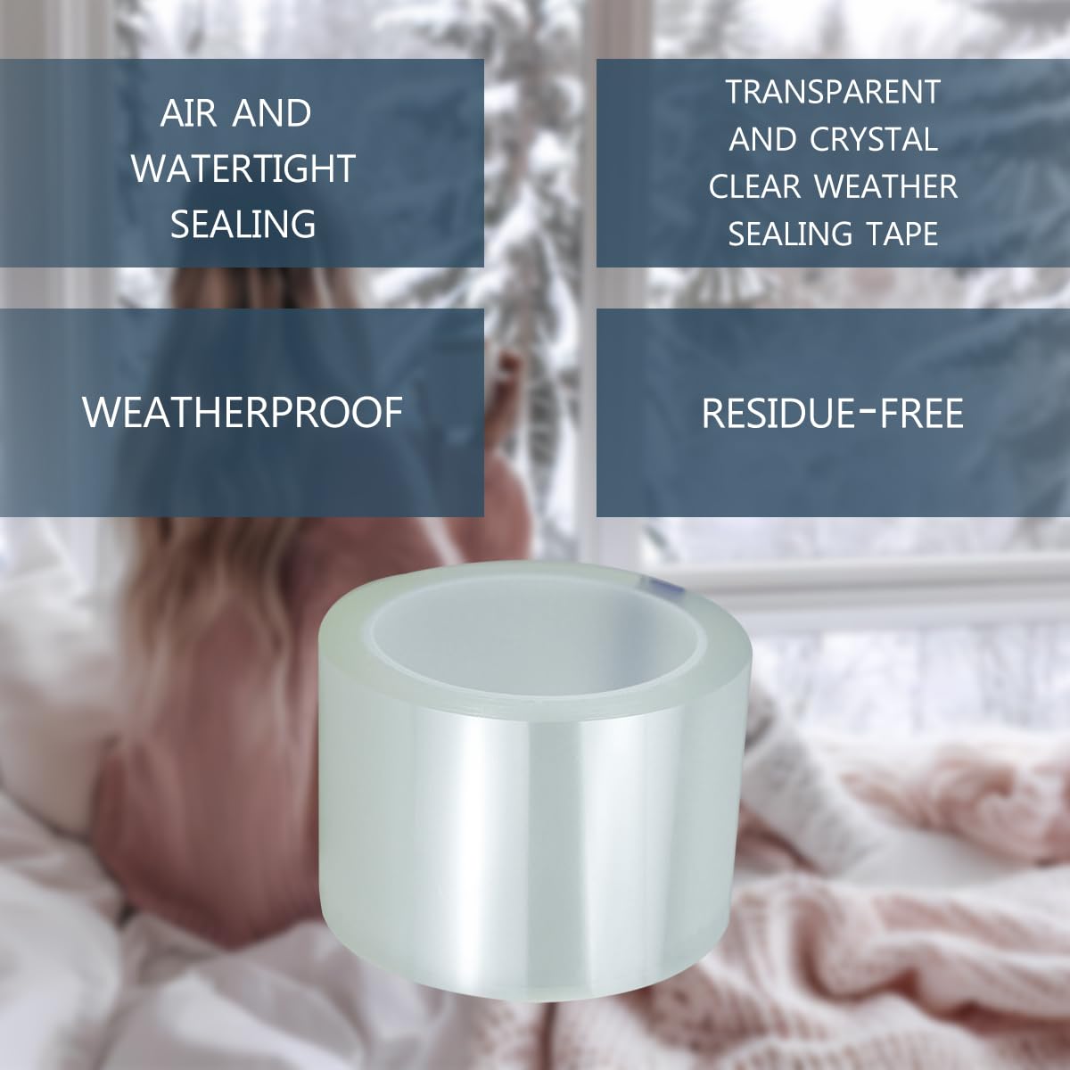 Transparent Window Weather Sealing Tape 3” x 33FT Airtight Insulation Tape That Blocks Drafts Residue-Free 20-Mil Thick Heavy Duty Window Seal Blocks Drafts