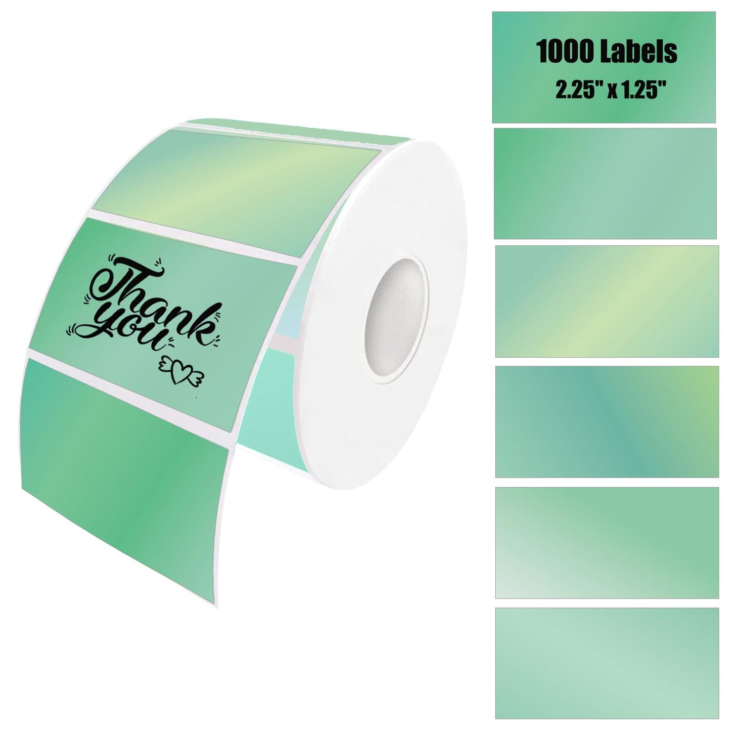 Thermal Sticker Labels, 2.25" x 1.25" 1000 Labels Self-Adhesive Direct Thermal Labels Multi-Purpose Roll Sticker Labels for DIY Logo Design, QR Code, Name Tag, Inventory (Green) Green