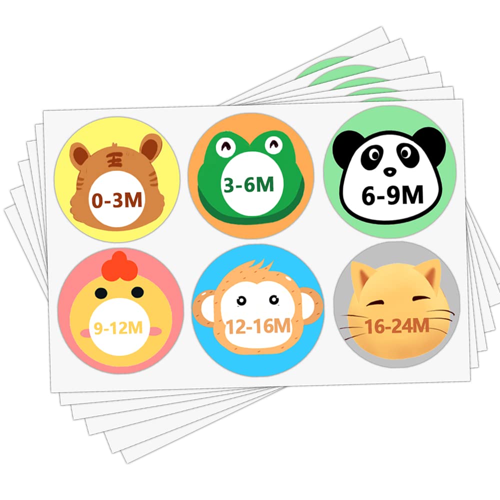 Baby Size Labels, 1 Inch 0 to 24 Month Self Adhesive Stickers for Retail Store Clothing Apparel - 600 Pcs Per Pack