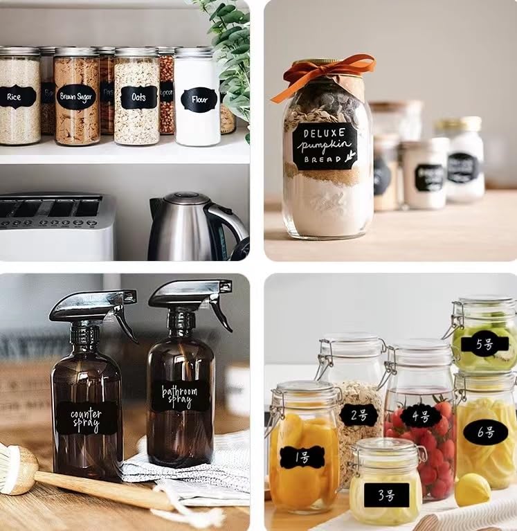 96 Chalkboard Label Stickers Come with a White Pen - for The Label of a jar of Spice Bottles