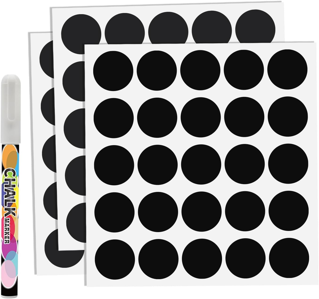 SVNOOC Waterproof Spice Labels for Jars, Containers, Craft Rooms, Weddings, Storage, Reusable Chalkboard Label Stickers with 1 Liquid Marker, Organize Your Home & Kitchen (75) Black