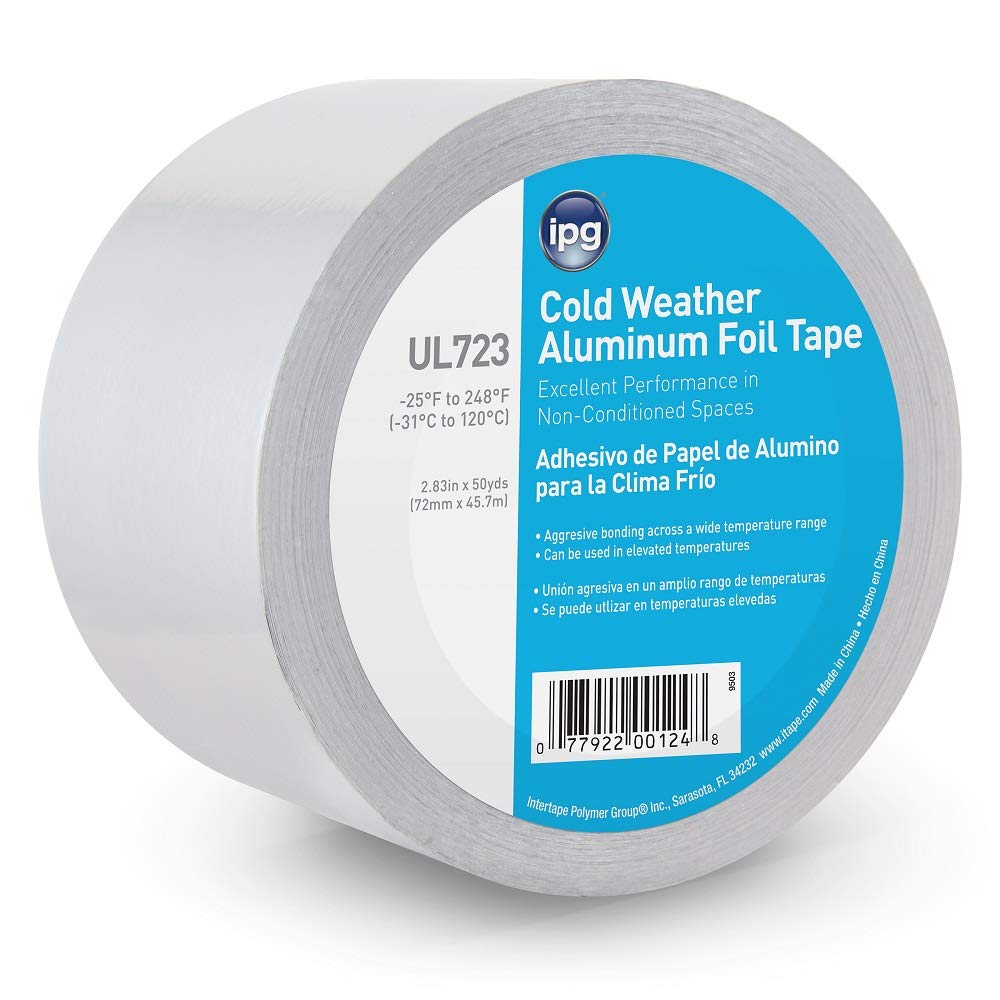 IPG Cold Weather Aluminum Foil Tape, 3" x 50 yd, Silver (Single Roll) 3 "