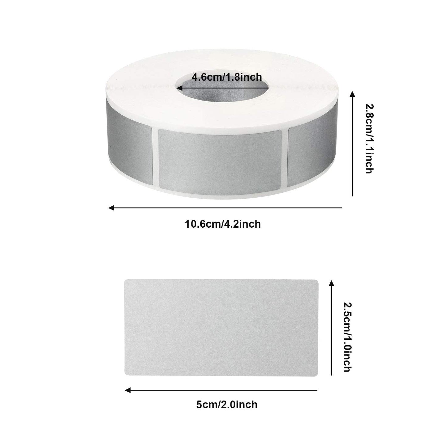 Leinuosen 1000 Pieces Scratch Off Sticker Round Labels (Silver, 2 x 1 Inch Rectangle)